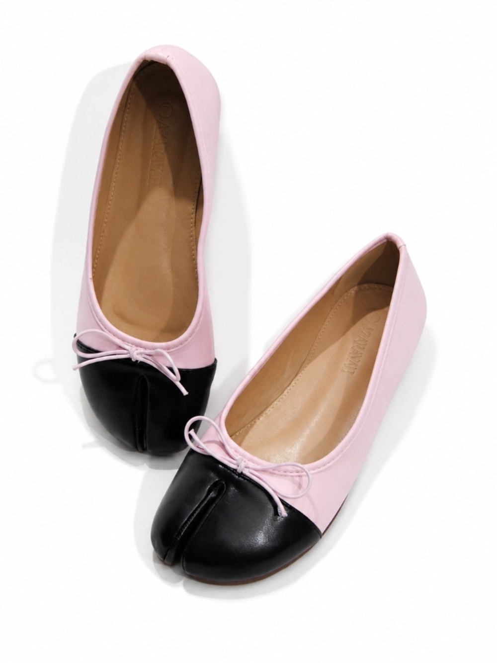 Classic Two-Tone Pink and Black Ballet Flats